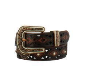 Angel Ranch Ladies Belt 1 1/2'' Aztec Concho Brown